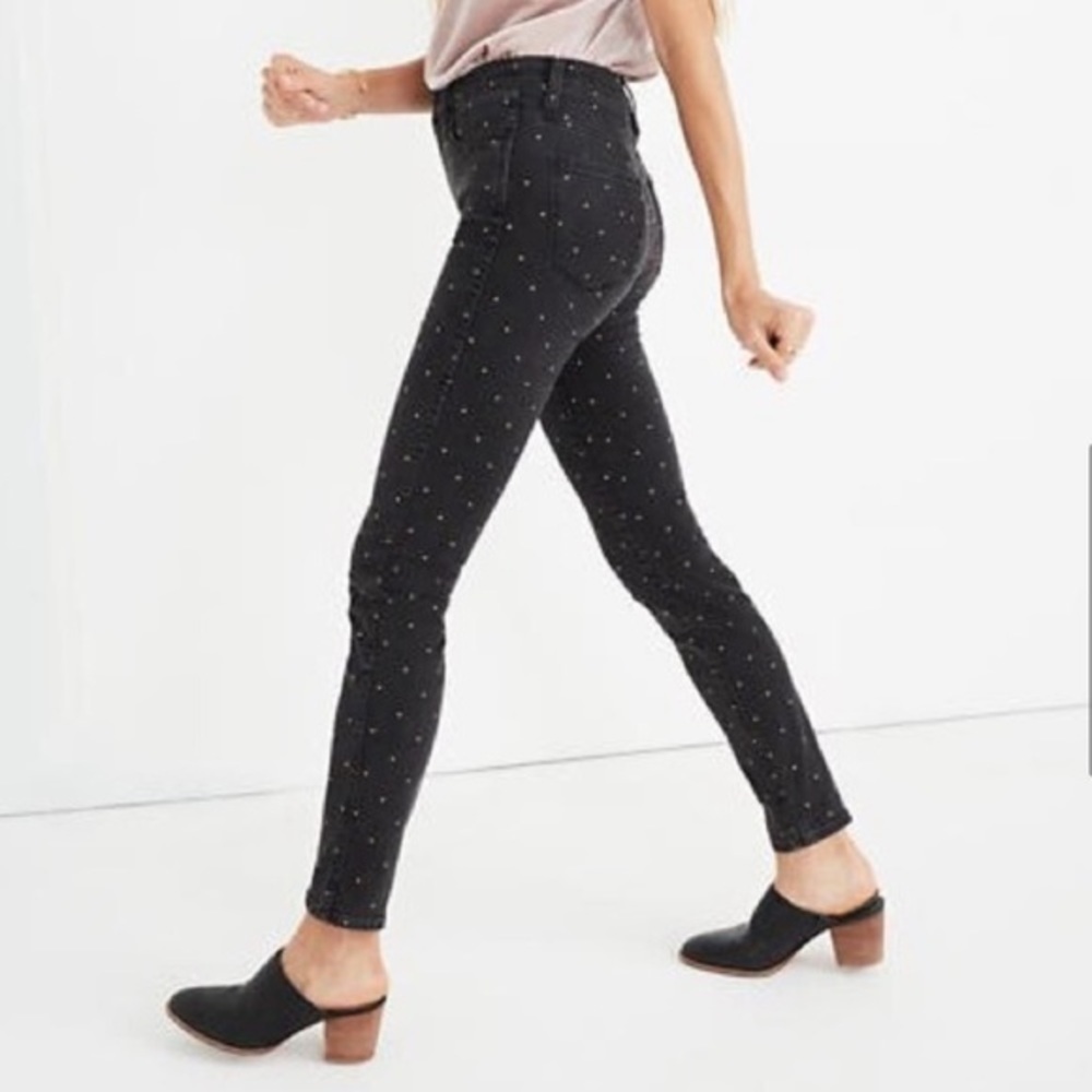 NWT MADEWELL 10" High-Rise Skinny Jeans: Metallic Dot Edition size 24 - Picture 8 of 12